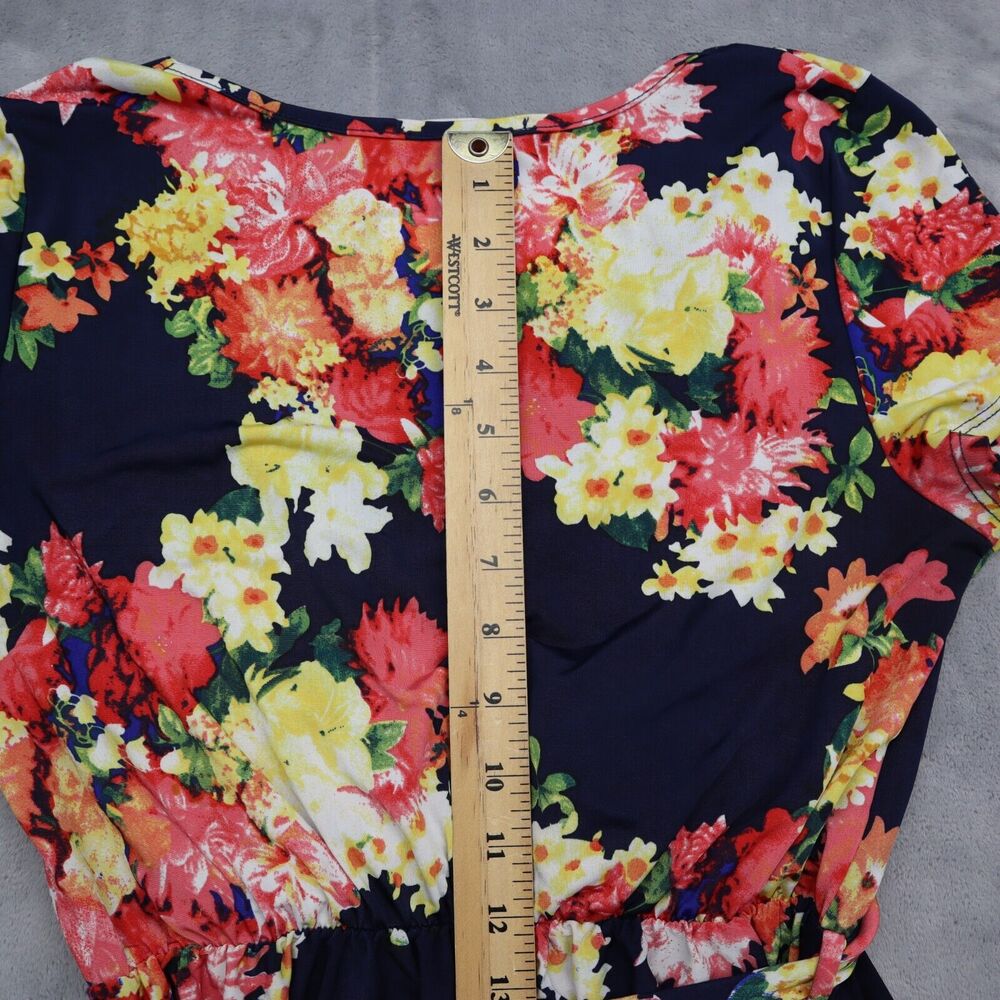 Wanna B Dress Womens L Multicolor Short Sleeve Floral Print Maxi Pullover - Picture 4 of 16
